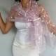 Bridal Shawl, Wrap, Bridal Shrug, Bolero Stole, Pink Roze Quartz Organza Wedding Dress Cover-up, Long Scarf, Embroidered Shoulder Wrap