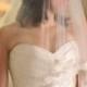 Alencon lace veil Waist Length Lace 2 Tier Wedding Veil - Eleanor
