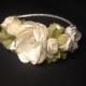 Ivory bridal headpiece, Bridal flower crown, Ivory flower wreath, Bridal headband, Bridesmaids gift, First communion, Flower girl headband
