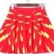 Summer Sky Digital Printing On Red Pleated Yellow Lightning Skirts Skt1110