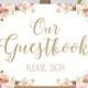 Please Sign Our Guestbook Sign - 8 x 10 - Printable sign in "Carousel" antique gold - Romantic Blooms - PDF and JPG files - Instant Download