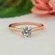 1/2 ct Engagement Ring, Round Solitaire Ring, Man Made Diamond Simulant, Bridal Ring, Promise Ring, Sterling Silver, Rose Gold Plated