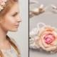 Pink Rose Bridal Flower Crown, Wedding Hair Wreath, White Flower Hair Accessories, Bridal Halo, Wedding Crown