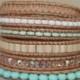 6 Layer Leather Wrap bracelet , pastel wedding colors, summer spring bracelet, trending gift