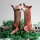 Wedding cake topper Fox - Clay Foxes - Brown Red Fox - Woodland Cake Topper - Rustic Wedding Cake Topper - Fox Cake Topper - MADE TO ORDER