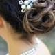 Ivory or White Pearls Hair Comb,Wedding Hair Comb,Bridal Hair Comb,Bridal Rhinestone Hair Comb,Something Blue Hair Comb,Blue,Pearl,SHARON