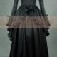 Black Satin Long Sleeves Gothic Victorian Dress