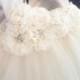 Ivory Flower Girl Tutu Dress-Lace One Shoulder Dress-Ivory Flower Girl Dress-Junior Bridesmaid Dress-Ivory Wedding Dress-Wedding Dress