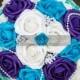 Wedding bouquet, bridal bouquet, Turquoise blue and purple, silk wedding bouquet, peacock wedding bouquet, purple bouquet, peacock wedding