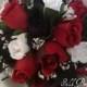 Black White Red ROSES Bridal BOUQUET Bridesmaid Silk Wedding Flowers