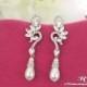 Wedding pearl earrings, Bridal pearl earrings, Crystal bridal jewelry, Swarovski Pearl bridesmaid earrings, Crystal wedding jewelry 1346