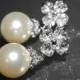 Ivory Pearl Cubic Zirconia Bridal Earrings Swarovski 10mm Pearl Earrings Bridal Pearl Jewelry Wedding Earrings Ivory Pearl Drop Earrings
