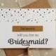 Handmade Pretty Confetti Will You Be My Bridesmaid Personalised Card