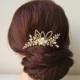 Ivory Pearl Comb, Bridal Hair Piece, Wedding Hair Accessories, Swarovski Pearls, Wedding Hairpiece, Rhinestone, Floral Vine, Gold Pearl Comb