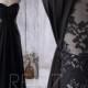 2016 Black Chiffon Bridesmaid Dress, Strapless Lace Wedding Dress, Backless A Line Prom Dress, Long Evening Gown Floor Length (L158)