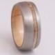 titanium wedding band with inner wood comfort fit
