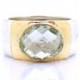 Wide green amethyst ring set in hammered silver & gold