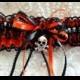 Harvest Orange & Black Lace Skull Garter-Halloween-Harvest-Goth-Steampunk