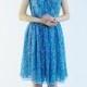 50s bridesmaid dress, 1950s bridesmaid dress, 50s sun dress, 50s floral dress, blue silk dress, blue chiffon dress, MIA dress