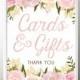 8" x 10" Pink Floral Wedding Gifts and Card Table Sign File - Wedding Reception Sign - Cards Sign - Gifts Sign - DIY - Instant Download