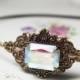Jewel headband brass bridal vintage victorian iridescent pastel