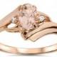 1/2Ct Morganite Diamond Ring 14K Rose Gold Size 4-9