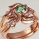 WILD TRILLIUM Engagement Ring, Wedding ring set, Choice of 14k gold, Yellow, Rose, White, Made to order,