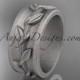 14kt white gold engagement ring, matte finish wedding band ADLR417G