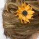 Wedding Hair Flowers Yellow Wedding photo props Bridal Flower Hair Piece Wedding Hair Clip Sunflower Leather Pin Girl Hair Clips Prom Flower