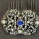 Bridal Hair comb, Something Blue, Crystal Hair Comb, Swarovski comb, Vintage Jewelry, Victorian, Wedding Accessories, Saphire Blue