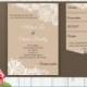 DiY Printable Pocket Wedding Invitation Template SET- Instant Download -EDITABLE TEXT- Rustic Burlap lace - Microsoft® Word Format HBC1