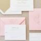 Letterpress Gold Elegant Wedding Invitation Suite with Pink Edge Paint