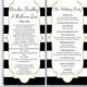 DiY Printable Program Wedding Template - Instant Download - EDITABLE TEXT -  Black & White Stripes, Gold Frame 4"x9.25" - MS® Word HBC7n