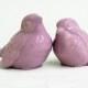 Ceramic Love Bird Figurines Wedding Cake Toppers in Lavender Orchid Kiln Fired Sculptures - Made to Order