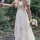 H1535 Romance bohemian flowy chiffon lace wedding dress