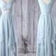 2016 Light Blue Bridesmaid Dress, V Neck Wedding Dress, Long Chiffon Draped Prom Dress, Baby Blue Hollow Evening Gown Floor Length (H310)