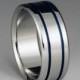 Handmade Blue Titanium Ring, Blue Pinstripe Band, Titanium Band, Mens ring, Womens Ring, Titanium Wedding Band, Blue Ring, Engagement Ring