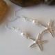 Bridesmaid Earrings, Starfish Earrings,Swarovski Pearls, Silver Starfish, Pearl & Starfish Earrings, Beach Nautical Wedding Earrings