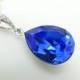 Blue Sapphire Necklace Teardrop Blue Necklace Swarovski Crystal Sapphire Necklace Blue necklace Wedding Jewelry Bridal  Blue Jewelry