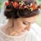 fall flower crown, fall headband, orange hair wreath, autumn floral crown, fall wedding hair accessories, burnt orange rustic hair piece #93