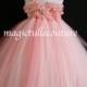 Pink Coral and Ivory Rhinestone Flower Girl Tutu Dress toddler dress tulle dress wedding dress 1t 2t 3t 4t 5t 6t 7t 8t 9t 10t