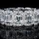 3.68ct Diamond Emerald And Round Brilliant Cut 18k White Gold Eternity Wedding Band Ring