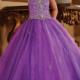 Straps Lace Up Floor Length Purple Tulle Ball Gown Crystals Sleeveless