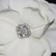 Ivory Gardenia bridal Hair flower clip wedding headpiece Fascinator- creme cream Rhinestone hair comb