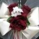 12 PEW BOWS Wedding Bouquet Bridal Silk flower Decoration package Free shipping Burgundy purple orange pink red black RosesAndDreams