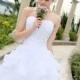 A-line Ruffles Beading Sweetheart Organza Wedding Dress