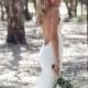 V Neck Spaghetti Straps Sweep Train Mermaid Wedding Dress