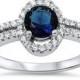 Solid 925 Sterling Silver Split Shank 2.00 Carat Round Deep Blue Sapphire Russian CZ Halo Wedding Engagement Anniversary Ring Lovely Gift