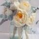 Paper Flower Bouquet with White Peonies, Dusty Miller and Eucalyptus, Paper Peonies, Peony Bouquet, Boho Wedding Flowers
