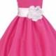 Fuchsia Hot pink Taffeta Summer Flower Girl dress tie sash pageant wedding bridal recital children elegant sizes 12-18m 2 4 6 8 10 